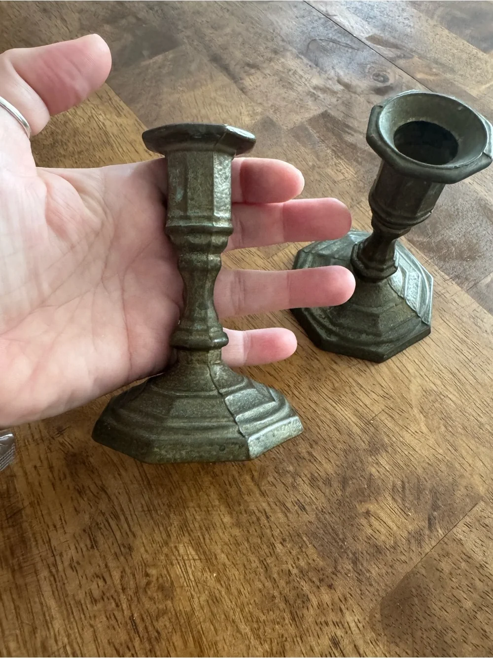 VIntage Metal Candle Holders - Pair